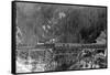 View of a Western Pacific Train on a Bridge - Plumas County, CA-Lantern Press-Framed Stretched Canvas