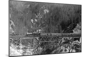 View of a Western Pacific Train on a Bridge - Plumas County, CA-Lantern Press-Mounted Art Print