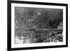 View of a Western Pacific Train on a Bridge - Plumas County, CA-Lantern Press-Framed Premium Giclee Print