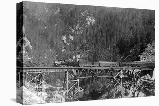 View of a Western Pacific Train on a Bridge - Plumas County, CA-Lantern Press-Stretched Canvas