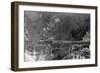 View of a Western Pacific Train on a Bridge - Plumas County, CA-Lantern Press-Framed Premium Giclee Print