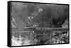 View of a Western Pacific Train on a Bridge - Plumas County, CA-Lantern Press-Framed Stretched Canvas