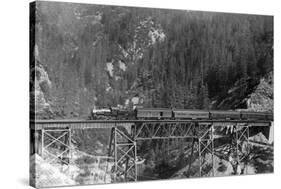 View of a Western Pacific Train on a Bridge - Plumas County, CA-Lantern Press-Stretched Canvas