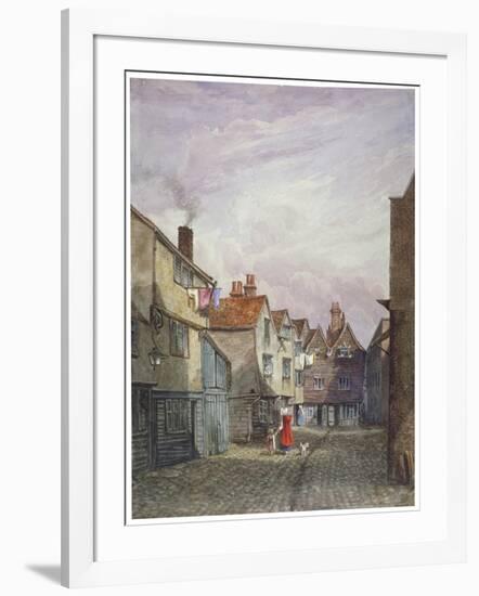 View of a Woman and a Child Walking Down Crown Court, Bermondsey, London, C1825-W Barker-Framed Giclee Print