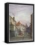 View of a Woman and a Child Walking Down Crown Court, Bermondsey, London, C1825-W Barker-Framed Stretched Canvas