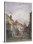 View of a Woman and a Child Walking Down Crown Court, Bermondsey, London, C1825-W Barker-Stretched Canvas