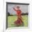 View of a Woman in Red Golfing-Lantern Press-Framed Art Print