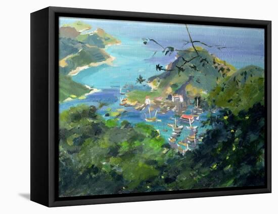 View of Aberdeen from the Peak, Hong Kong-Anne Durham-Framed Stretched Canvas