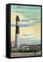 View of Absecon Lighthouse - Atlantic City, NJ-Lantern Press-Framed Stretched Canvas