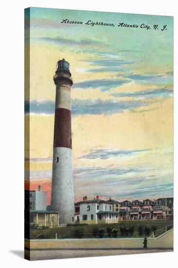 View of Absecon Lighthouse - Atlantic City, NJ-Lantern Press-Stretched Canvas