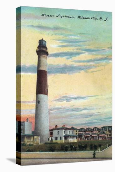 View of Absecon Lighthouse - Atlantic City, NJ-Lantern Press-Stretched Canvas