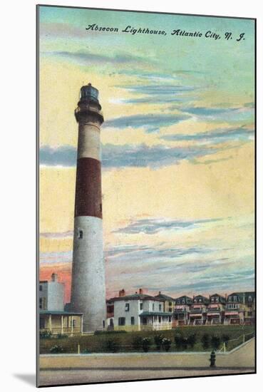 View of Absecon Lighthouse - Atlantic City, NJ-Lantern Press-Mounted Art Print