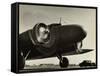 View of Airplane Nose with Propellers Spinning-null-Framed Stretched Canvas