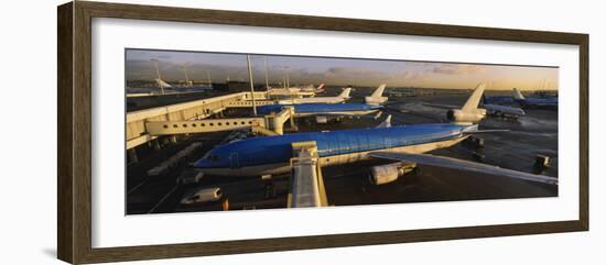 View of Airplanes at an Airport, Amsterdam Schiphol Airport, Amsterdam, Netherlands-null-Framed Photographic Print