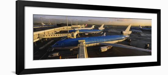 View of Airplanes at an Airport, Amsterdam Schiphol Airport, Amsterdam, Netherlands-null-Framed Photographic Print