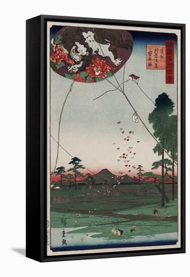 View of Akiba and Fukuroi Kite-Ando Hiroshige-Framed Stretched Canvas