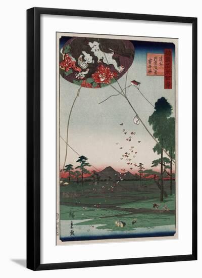 View of Akiba and Fukuroi Kite-Ando Hiroshige-Framed Art Print