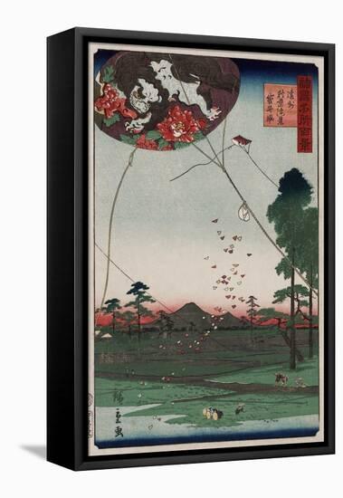 View of Akiba and Fukuroi Kite-Ando Hiroshige-Framed Stretched Canvas
