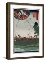 View of Akiba and Fukuroi Kite-Ando Hiroshige-Framed Art Print