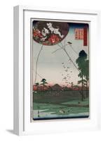 View of Akiba and Fukuroi Kite-Ando Hiroshige-Framed Art Print