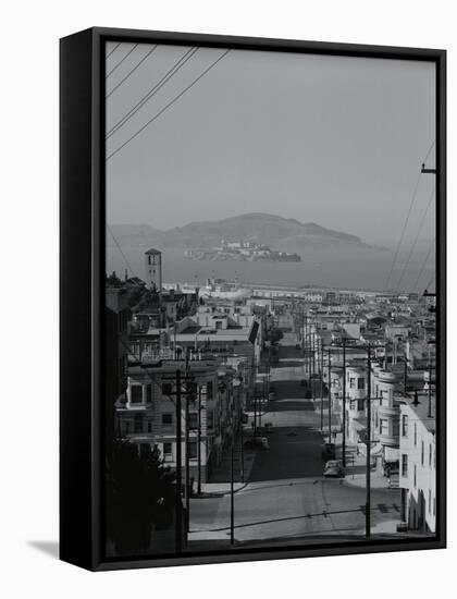 View of Alcatraz Island from Russian Hill-Philip Gendreau-Framed Stretched Canvas