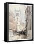 View of All Hallows Church, Buildings and Figures on Bread Street, City of London, 1851-Thomas Colman Dibdin-Framed Stretched Canvas