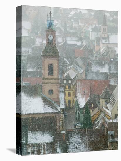 View of Alsatian Wine Village, Ribeauville, Haut Rhin, Alsace, France-Walter Bibikow-Stretched Canvas