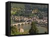 View of Alte Brucke or Old Bridge, Neckar River Heidelberg Castle and Old Town, Heidelberg, Germany-Michael DeFreitas-Framed Stretched Canvas