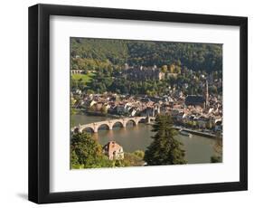 View of Alte Brucke or Old Bridge, Neckar River Heidelberg Castle and Old Town, Heidelberg, Germany-Michael DeFreitas-Framed Photographic Print