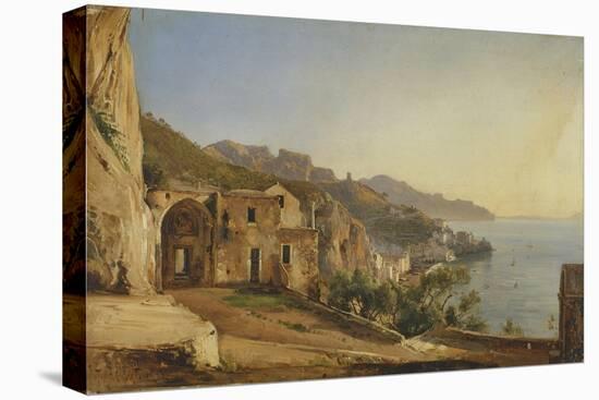 View of Amalfi from the Cave of the Capuchins, 1835-Giacinto Gigante-Stretched Canvas