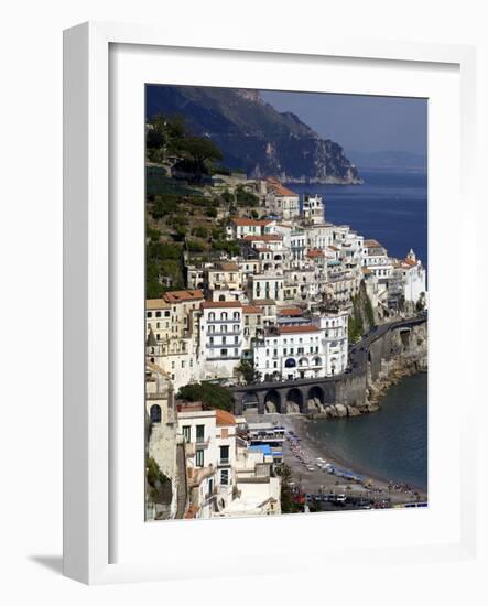 View of Amalfi From the Coast, Amalfi Coast, Campania, Italy, Europe-Olivier Goujon-Framed Photographic Print