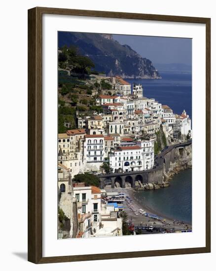 View of Amalfi From the Coast, Amalfi Coast, Campania, Italy, Europe-Olivier Goujon-Framed Photographic Print