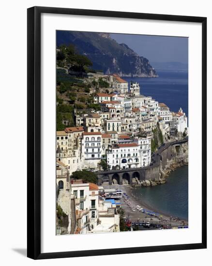 View of Amalfi From the Coast, Amalfi Coast, Campania, Italy, Europe-Olivier Goujon-Framed Photographic Print