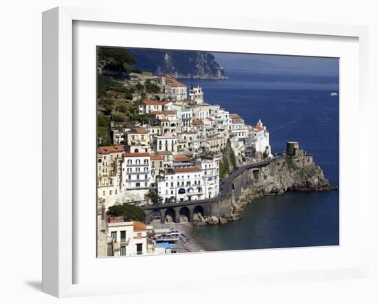 View of Amalfi From the Coast, Amalfi Coast, Campania, Italy, Europe-null-Framed Photographic Print