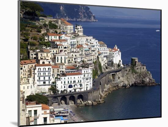 View of Amalfi From the Coast, Amalfi Coast, Campania, Italy, Europe-null-Mounted Photographic Print