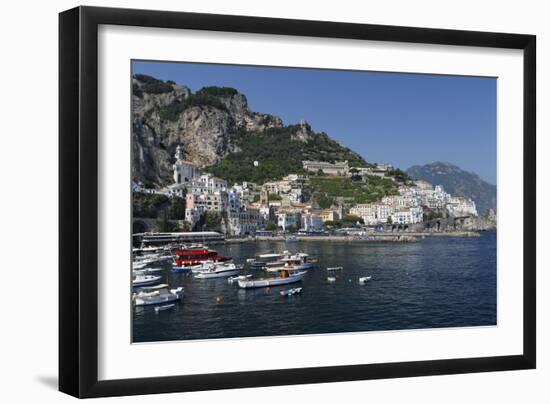 View of Amalfi Harbor, Campania, Italy-George Oze-Framed Photographic Print