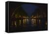 View of Amsterdam Canal at Night-Anna Miller-Framed Stretched Canvas