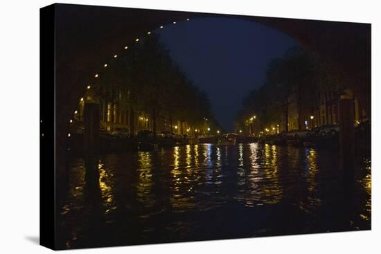 View of Amsterdam Canal at Night-Anna Miller-Stretched Canvas