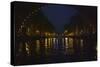 View of Amsterdam Canal at Night-Anna Miller-Stretched Canvas