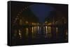 View of Amsterdam Canal at Night-Anna Miller-Framed Stretched Canvas