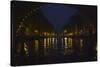 View of Amsterdam Canal at Night-Anna Miller-Stretched Canvas