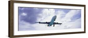 View of an Airplane in Flight, Maho Beach, Sint Maarten, Netherlands Antilles-null-Framed Photographic Print