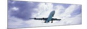 View of an Airplane in Flight, Maho Beach, Sint Maarten, Netherlands Antilles-null-Mounted Photographic Print