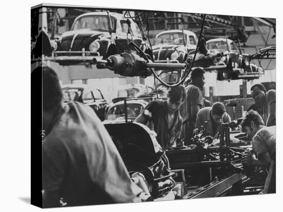 View of an Assembly Lin at the Volkswagen Plant in Sao Paulo-Paul Schutzer-Stretched Canvas