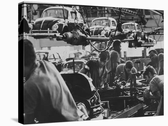 View of an Assembly Lin at the Volkswagen Plant in Sao Paulo-Paul Schutzer-Stretched Canvas