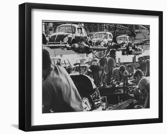 View of an Assembly Lin at the Volkswagen Plant in Sao Paulo-Paul Schutzer-Framed Photographic Print