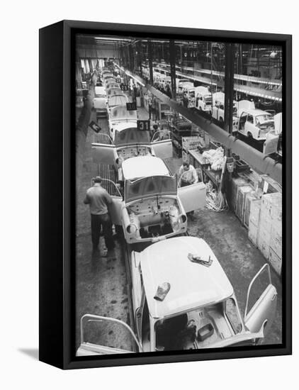 View of an Auto Plant and Workers-Ralph Crane-Framed Stretched Canvas