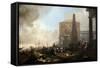 View of an Italian Harbour, 1649, by Jan Baptist Weenix (1621-1659). Italy-Jan Baptist Weenix-Framed Stretched Canvas