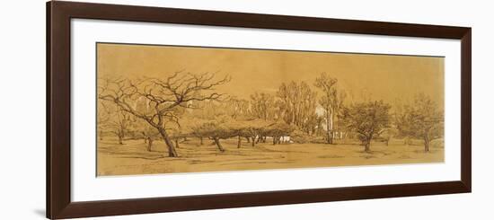 View of an Orchard at Saint-Denis (Pen and Black Ink-Charles Francois Daubigny-Framed Giclee Print