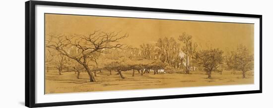 View of an Orchard at Saint-Denis (Pen and Black Ink-Charles Francois Daubigny-Framed Giclee Print